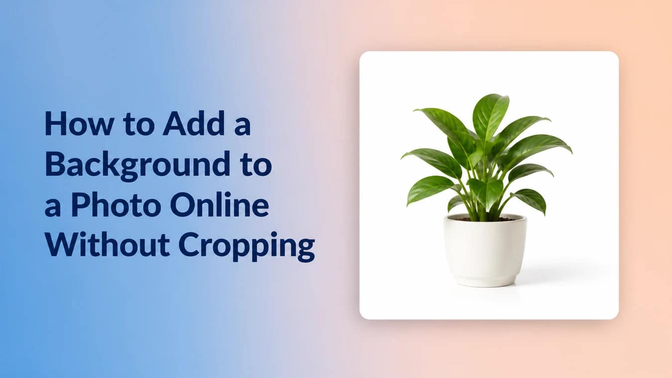 A photo of a green plant fitted inside a colored background canvas without cropping