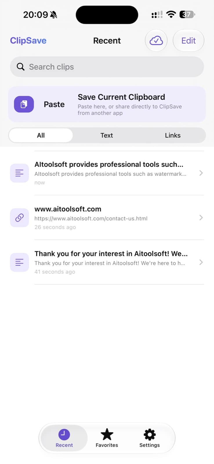 ClipSave searchable clipboard history